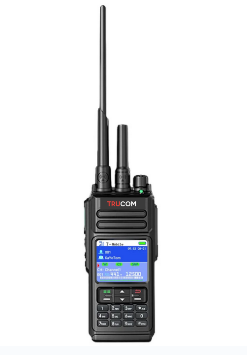 TRUCOM T10 4G POC Radio + UHF/VHF Global Encrypted Walkie Talkie Unlimited Range - Dual PTT Buttons, HD Audio, Ip68 Waterproof, GPS Tracking